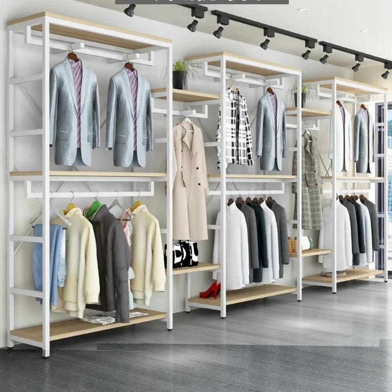 Clothing store display hanger bedroom floor shopping mall double layer hanger display Internet celebrity men's and women's cloth