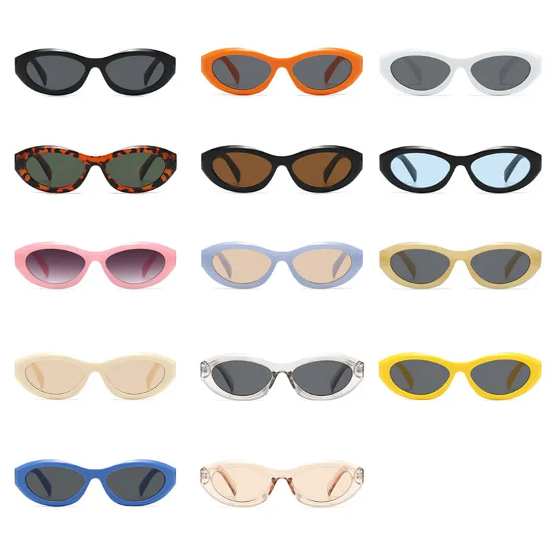 57087 Lady Popular Candy Color Sunshade Mirror occhiali da sole Cat Eye di piccole dimensioni occhiali da vista classici per esterni Uv400