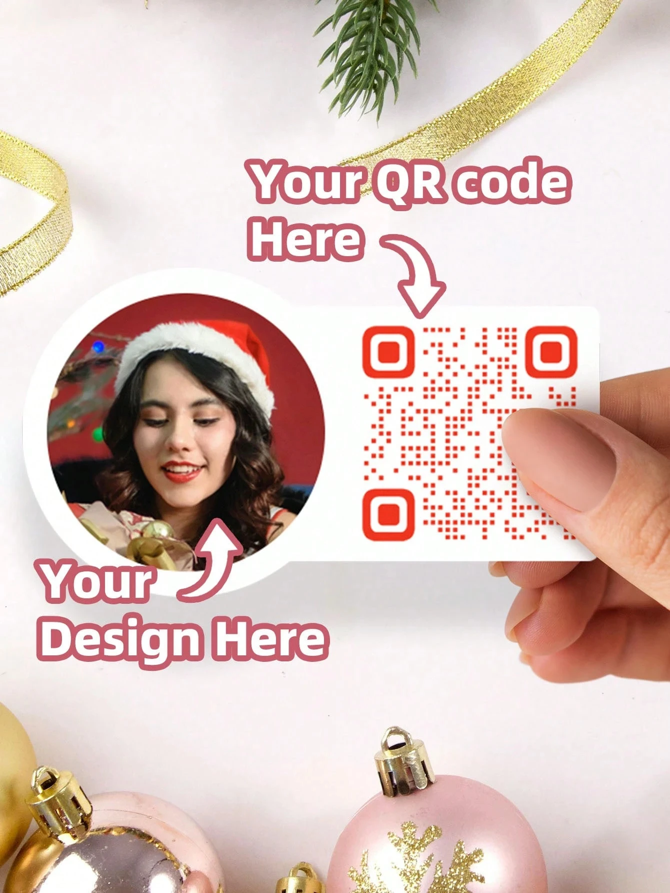 ملصقات شخصية مقاس 8.8 × 5 سم - ملصقات مخصصة مع أي صورة تصميم وملصقات رمز الاستجابة السريعة وملصقات PVC وتصميم ملون