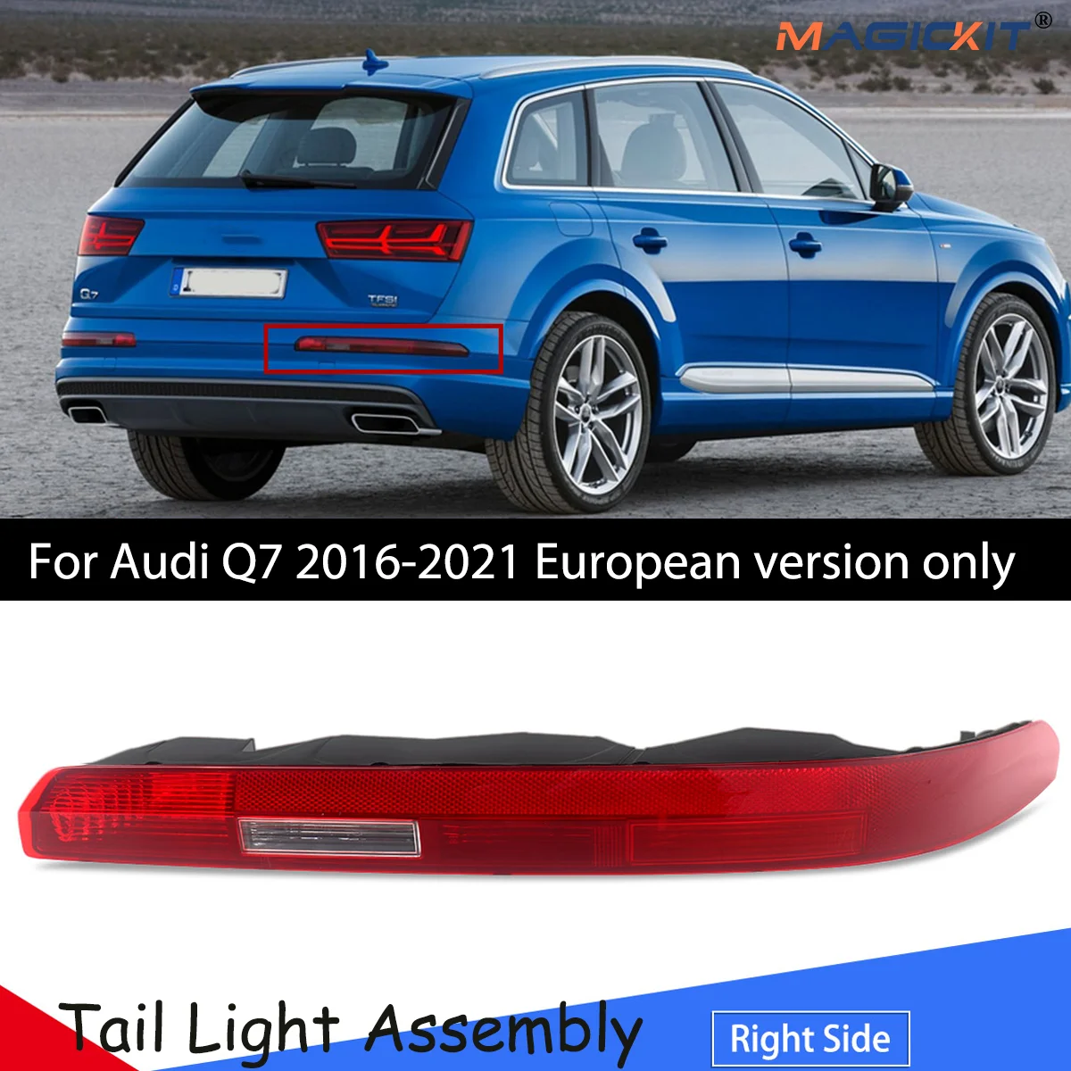 MAGICKIT Right and Left  Rear Tail Bumper Reflector Light Brake Fog Lamp For Audi Q7 2016-2021 European version only Accessories