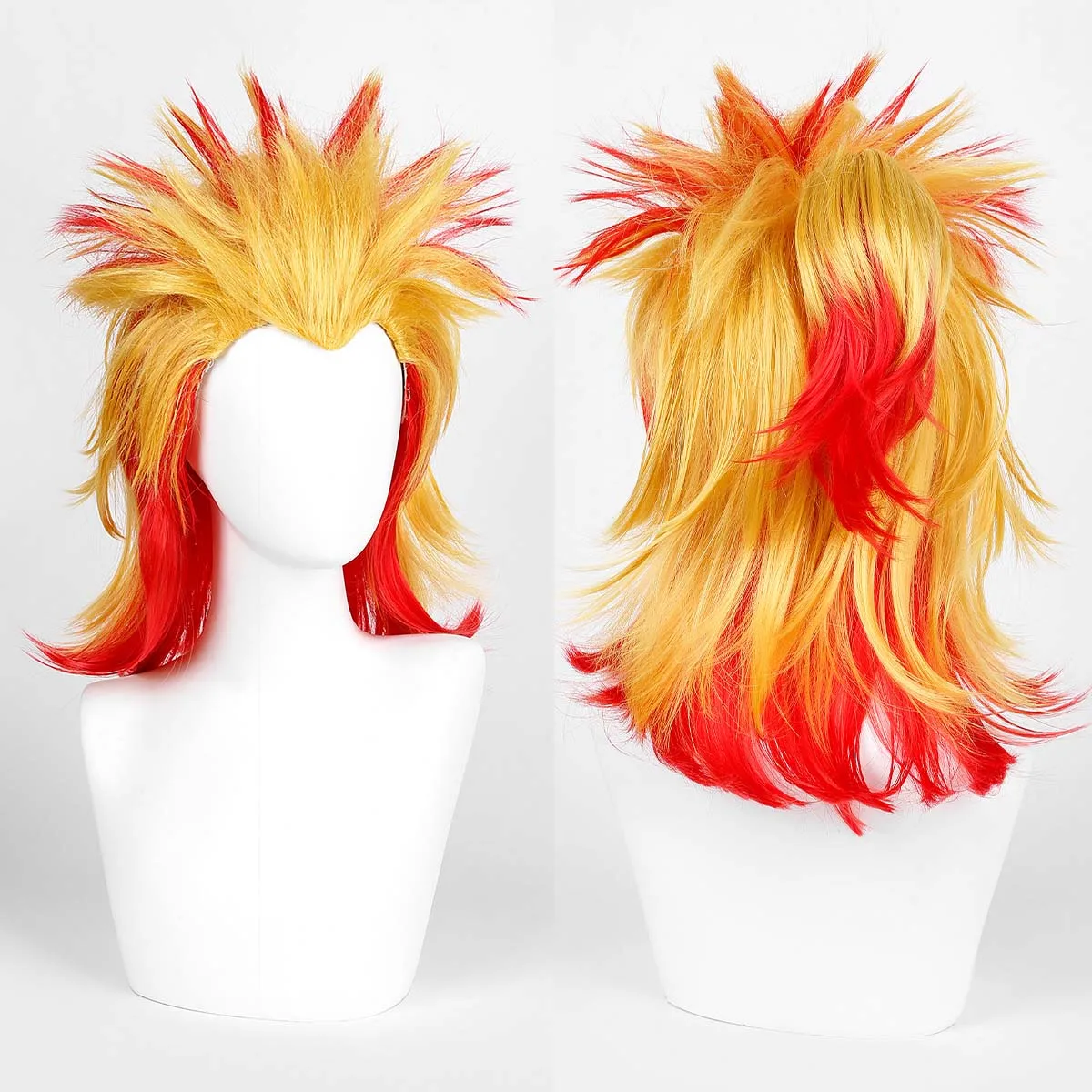 Halloween Party Heat Resistant Yellow Red Gradient Anime Kimetsu No Yaiba Purgatory Apricot Shoulang Cosplay Wig