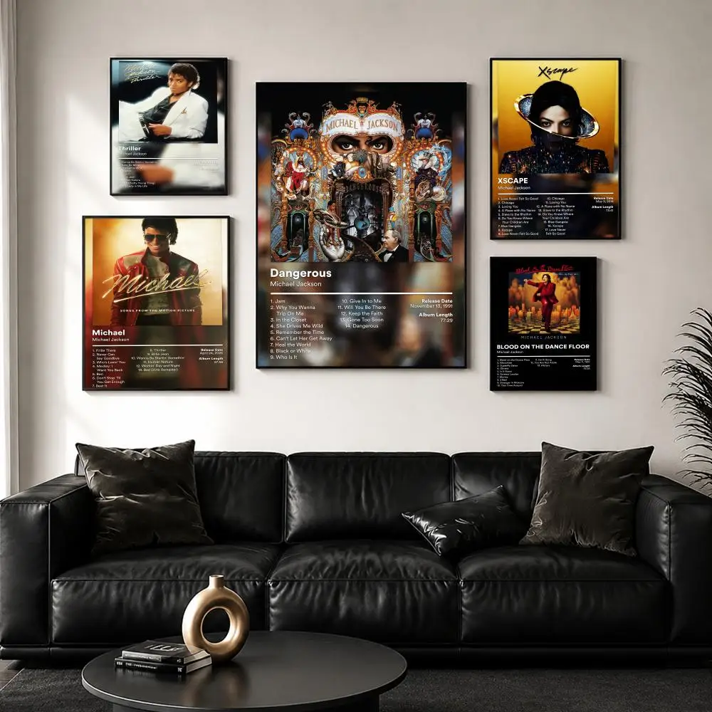 M-michael Jackson Album Cover Painting Calligraphy Wall Art Canvas Poster Premium Home Decor Print for Living Room Bedroom