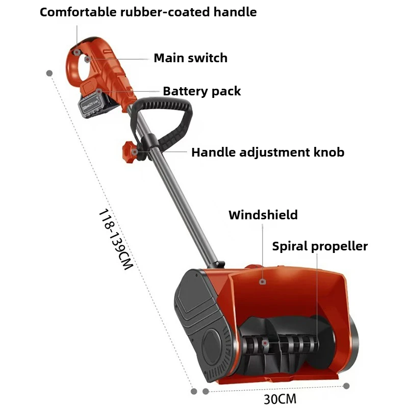 Electric Hand-push Snow Blower Portable Winter Snow Sweeper School Road Home Snowing Clearing Machine Household Removal Tools