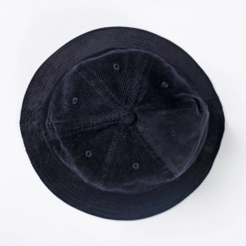 

Corduroy Fisherman Sun Protection Bucket Hat For Fishing Hiking Camping Outdoor Black Solid Unisex Hat