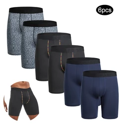 6pcs Men's long Panties Brand mens boxers underwear for man set Polyester underpants men Sexy Long Leg boxer shorts Soft Trunks