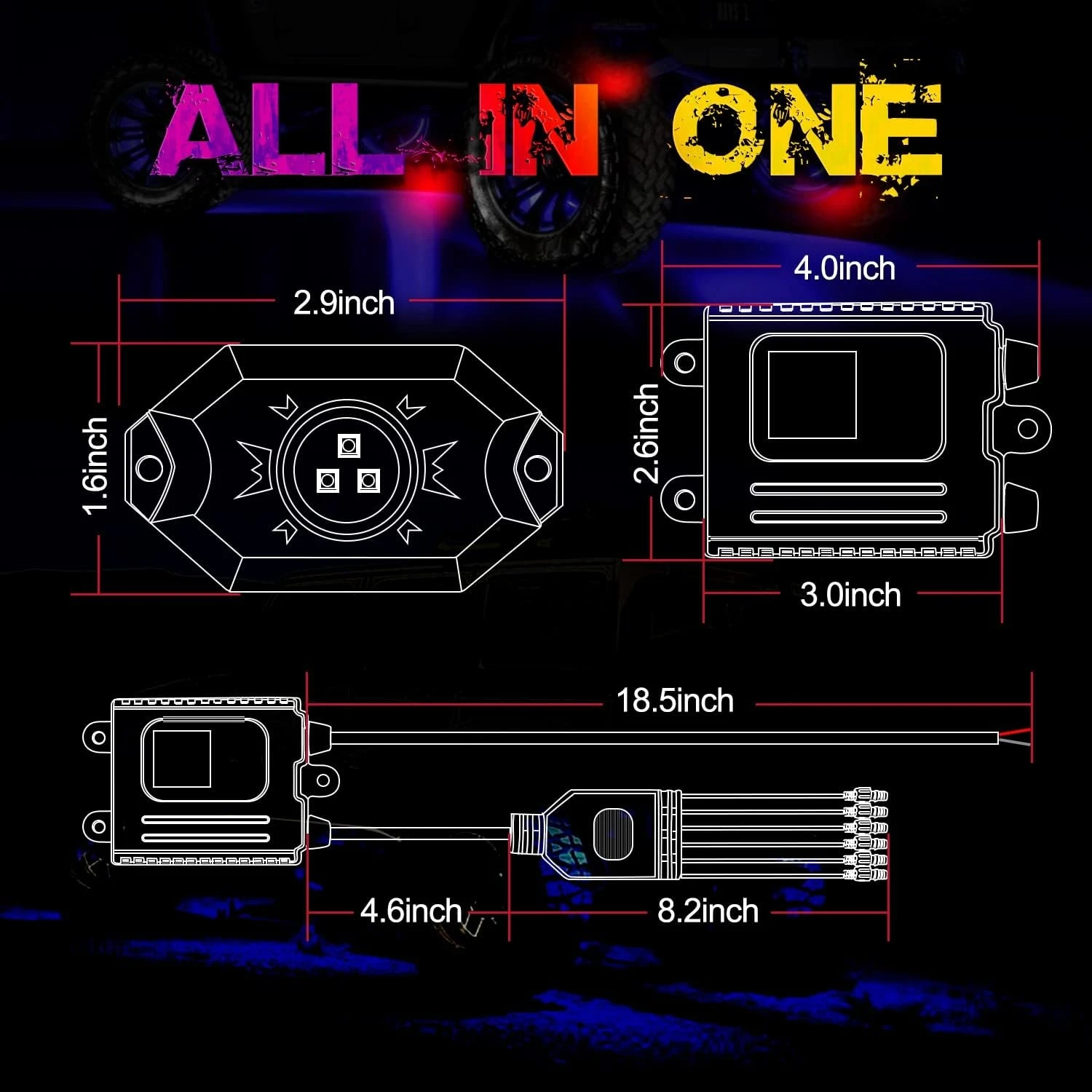 For Can-am Maverick X3 MAX Yamaha Wolverine RMAX2 UTV 6-Pods RGB LED Rock Lights Kit Music Timing Underglow Neon Trail Rig lamp