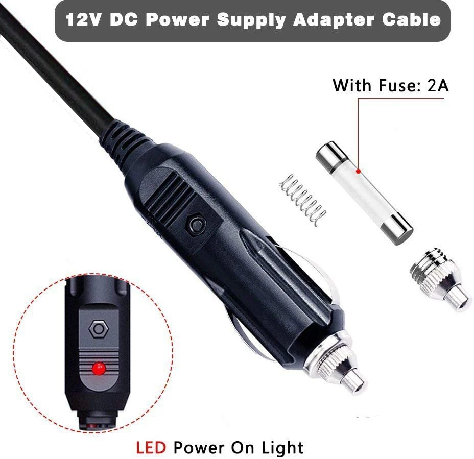 12V Car Adapter Compatible for All Snailax Back Massage Cushion Cigarette Lighter Car Charger Adapter