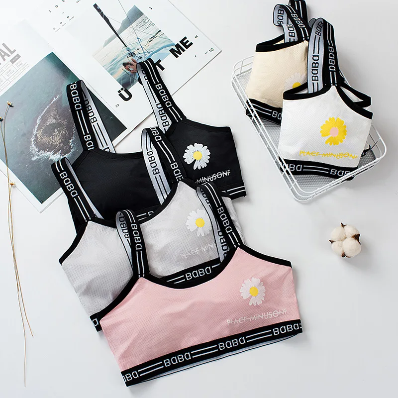 Daisy Teen Training Bra Girl Vest Cotton Spandex Sport Tops Adolescente Kids Underwear 9-14Year Wireless Girls Bandeau Top