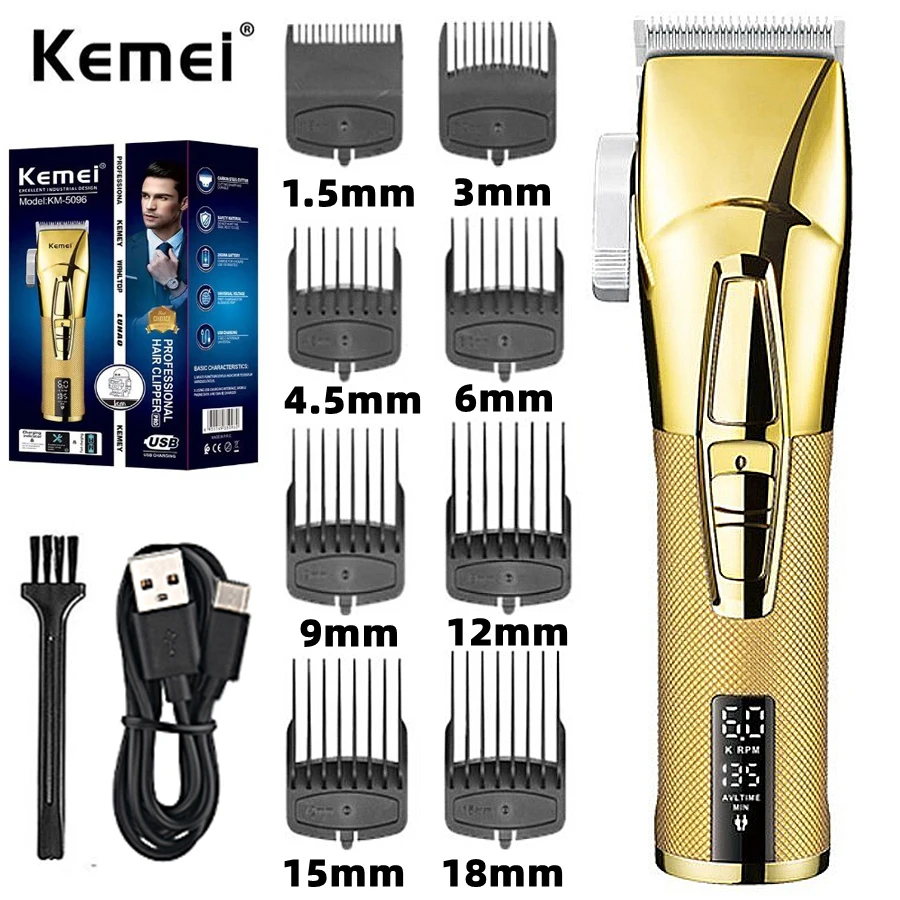 

Kemei-5096 professional 2-speed motor hair clipper for men adjustable electric hair trimmer beard rechargeable haircut machine