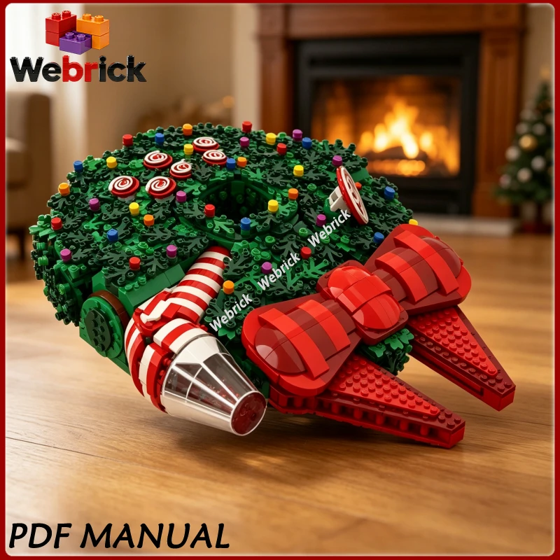 Sci Fi Circular Starship Christmas Gift MOC Building Blocks Interstellar Exploration Vessel Custom Assembly Model for Desktop