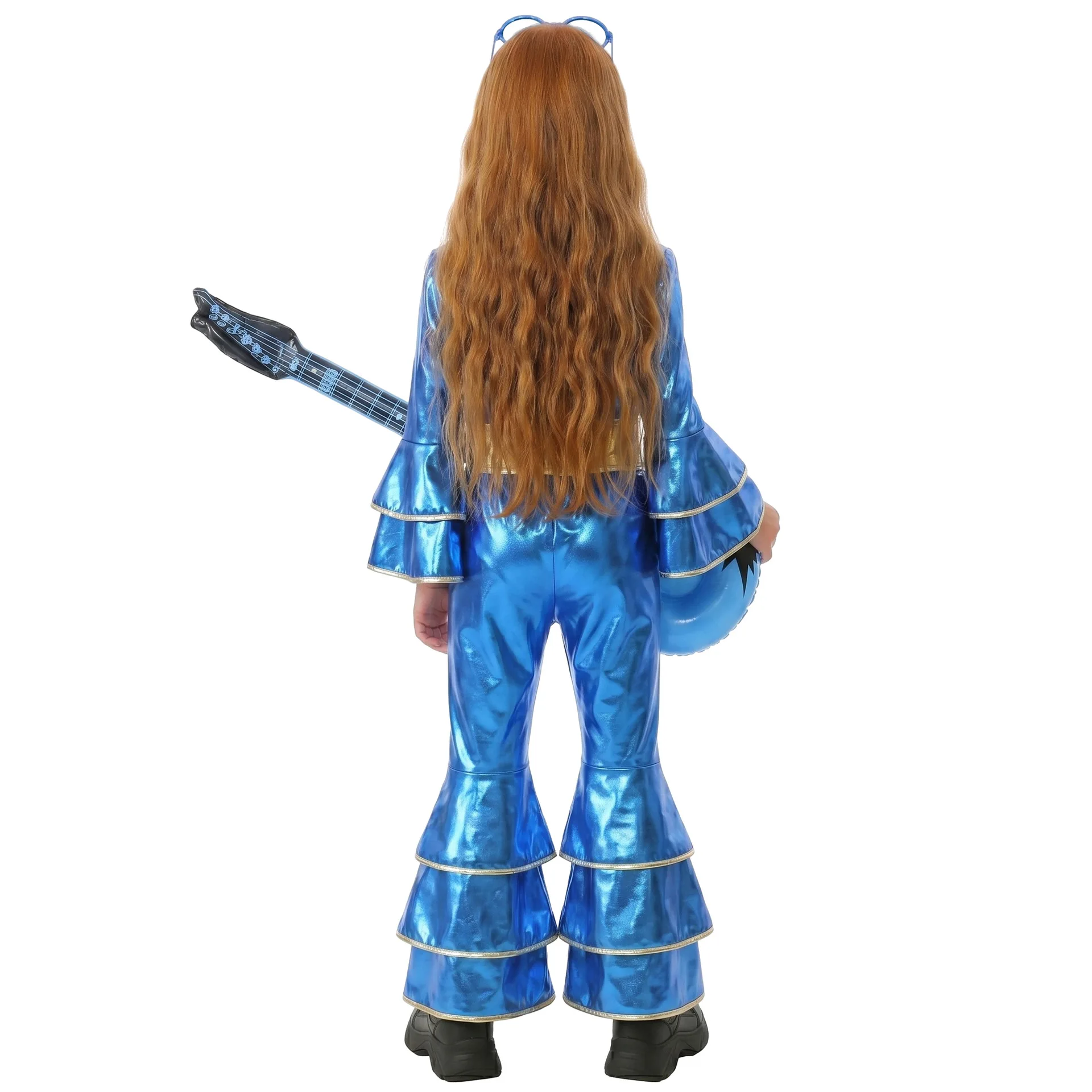 Kids Vintage Disco 70s Flared Pants Jumpsuit Girls Halloween Show Queen Cosplay Costume