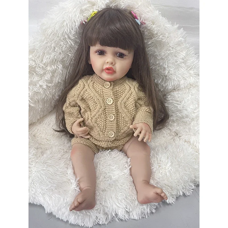 55CM Reborn Dolls Full Body Vinyl Girl Betty with Long Hair Hand Painted 3D Skin Visible Veins Waterproof Doll Toys for Girls