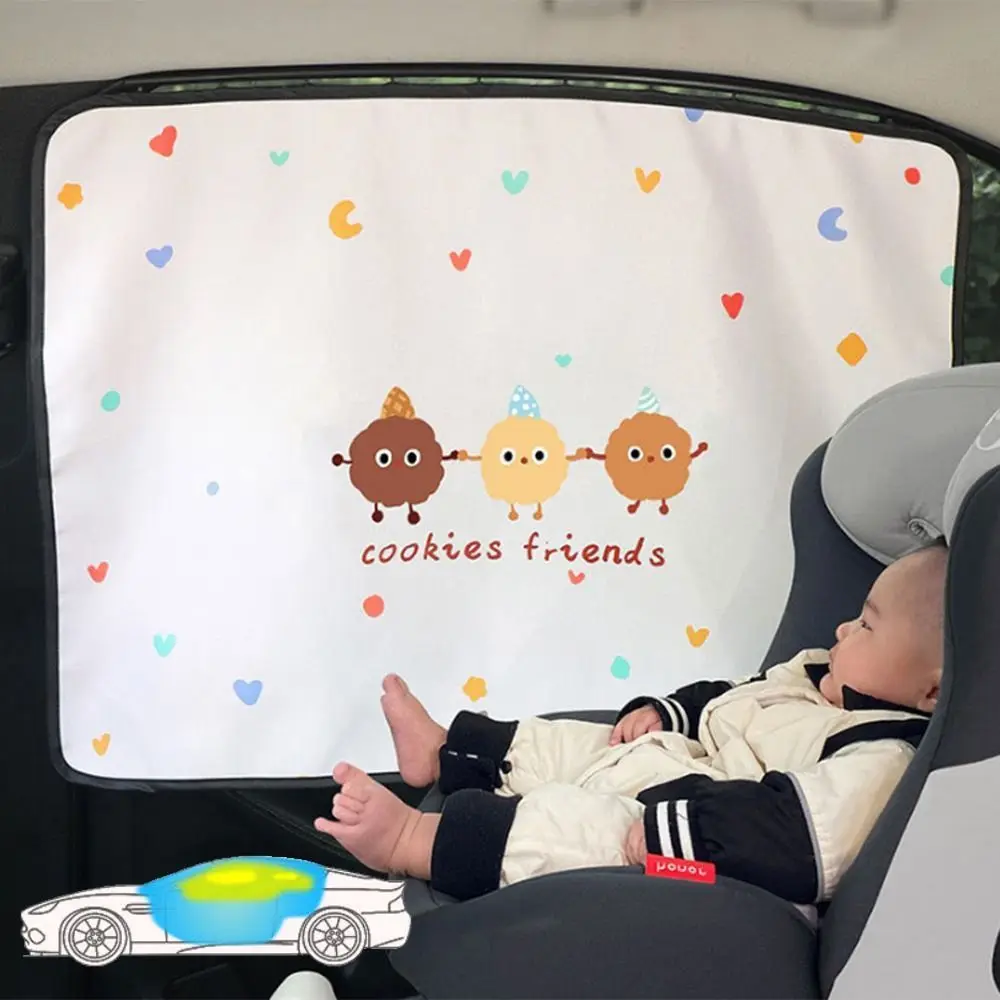

UV Protection Cartoon Car Curtain Embedded Rail Universal Car Blackout Curtain Retractable Thermal Insulation