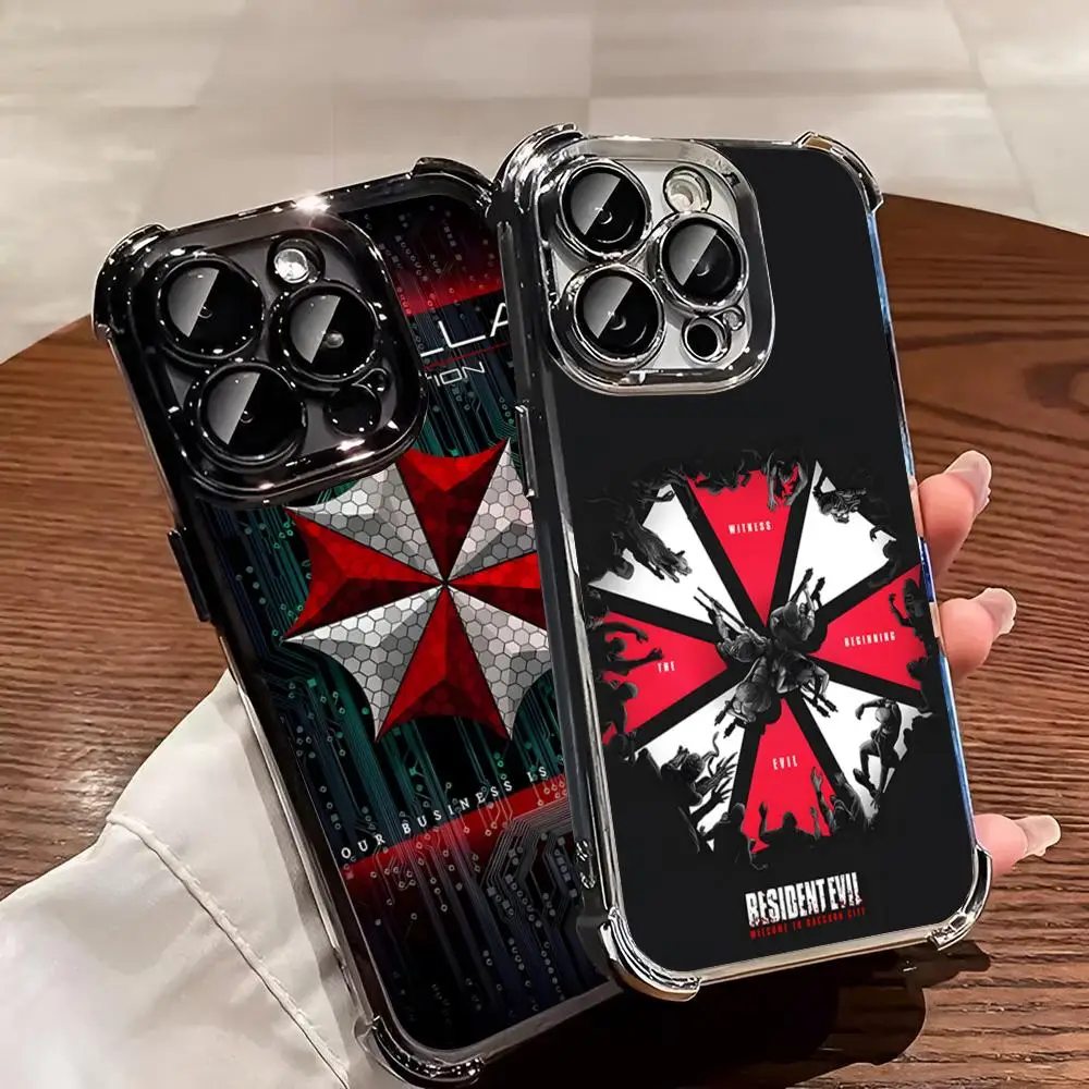 Чехол для телефона R-RESIDENT GAME EVILS с гальваническими углами, чехол для телефона Iphone 16 15 Pro 14 13 Mini 11 12 Xs Max Xr X 7 Plu