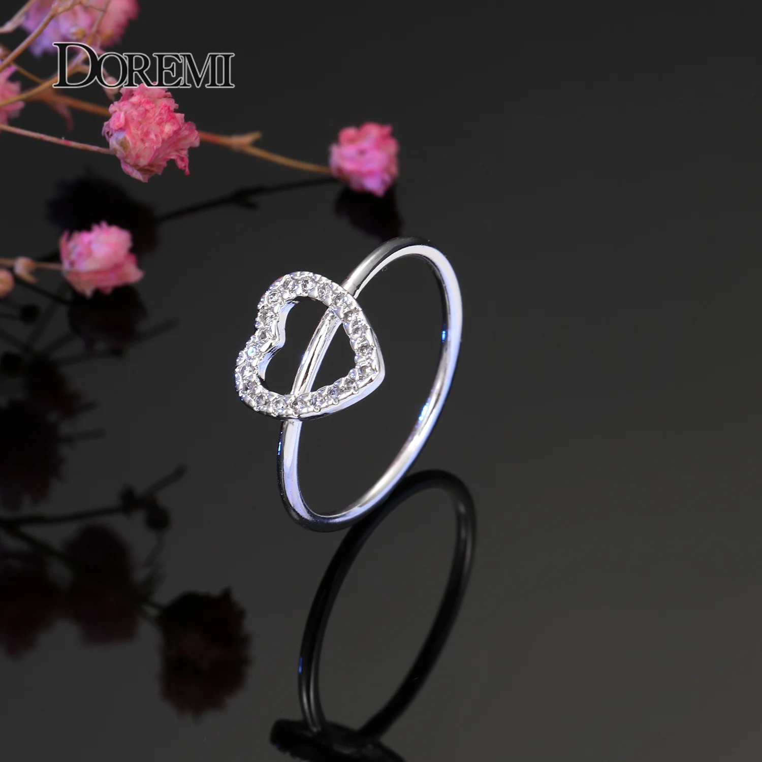 DOREMI Open Ring Custom Letter Jewelry Iced Out Zircon Stone Geometric letters fashion Ring For Women Handmade Jewelry For Gifts