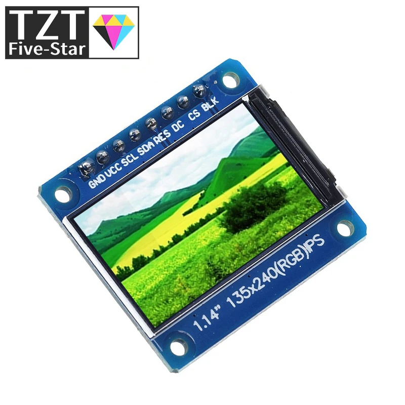 

1pcs New IPS 1.14 inch 3.3V 8PIN SPI HD Full Color TFT Display Screen ST7789 Drive IC 135*240