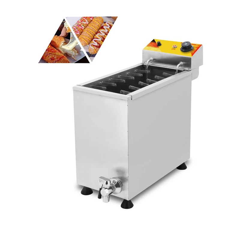 Commercial Fryer ลึกฮอตดอกชีส Stick กระทะเกาหลีข้าวโพดลึกสุนัขกระทะเตาอบไฟฟ้าขนมขบเคี้ยวเครื่อง