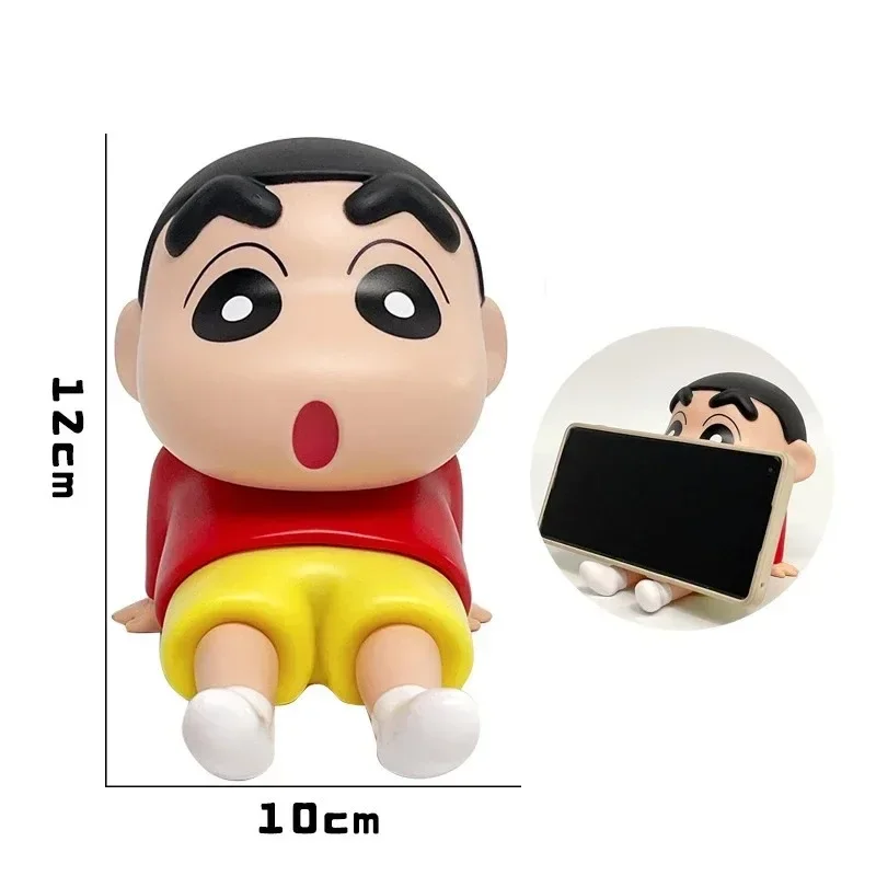 Kawaii Crayon Shin-Chan Figures Phone Holder Anime Desktop Ornaments Cartoon Watching TV Phone Support Cute Doll Decorations view 5
