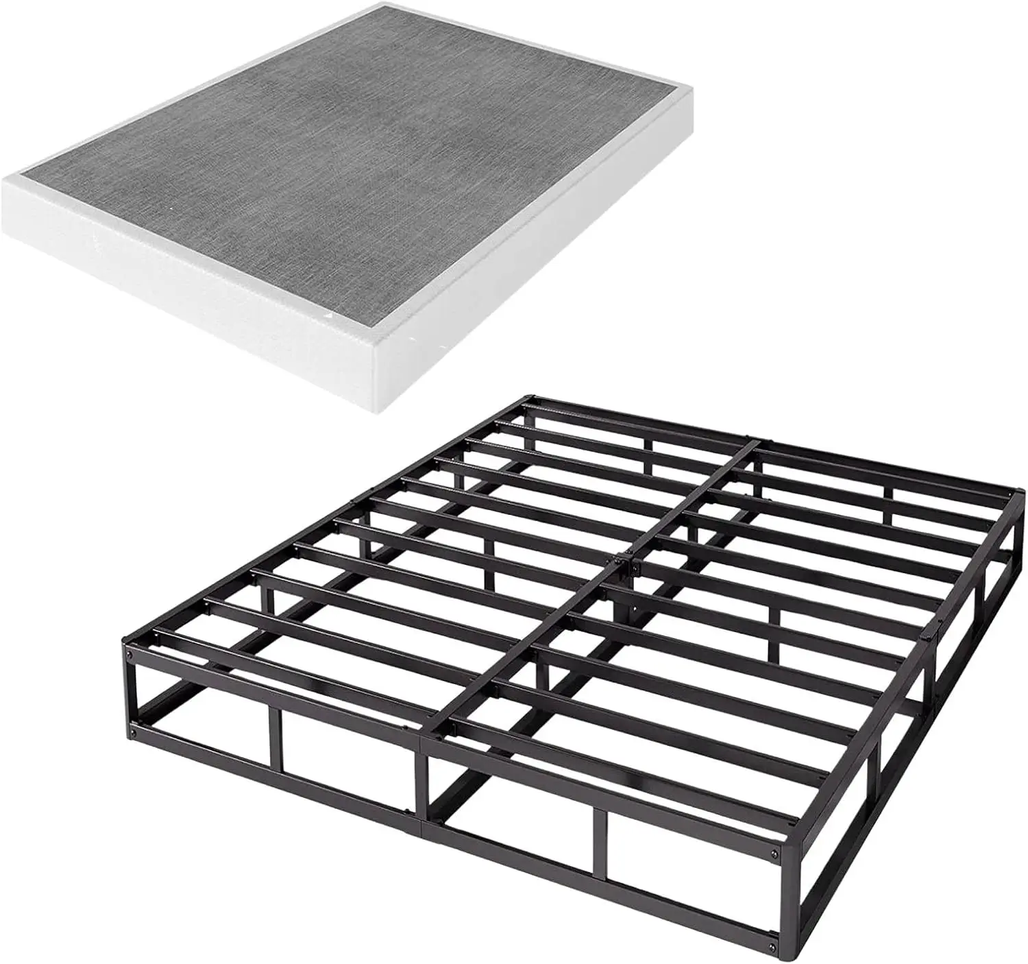 

Queen Box Spring And Cover Set, 5 Inch Low Profile Heavy Duty Metal Structure, Easy Clean Bed Skirt, Non-Slip, Noise Free, Easy