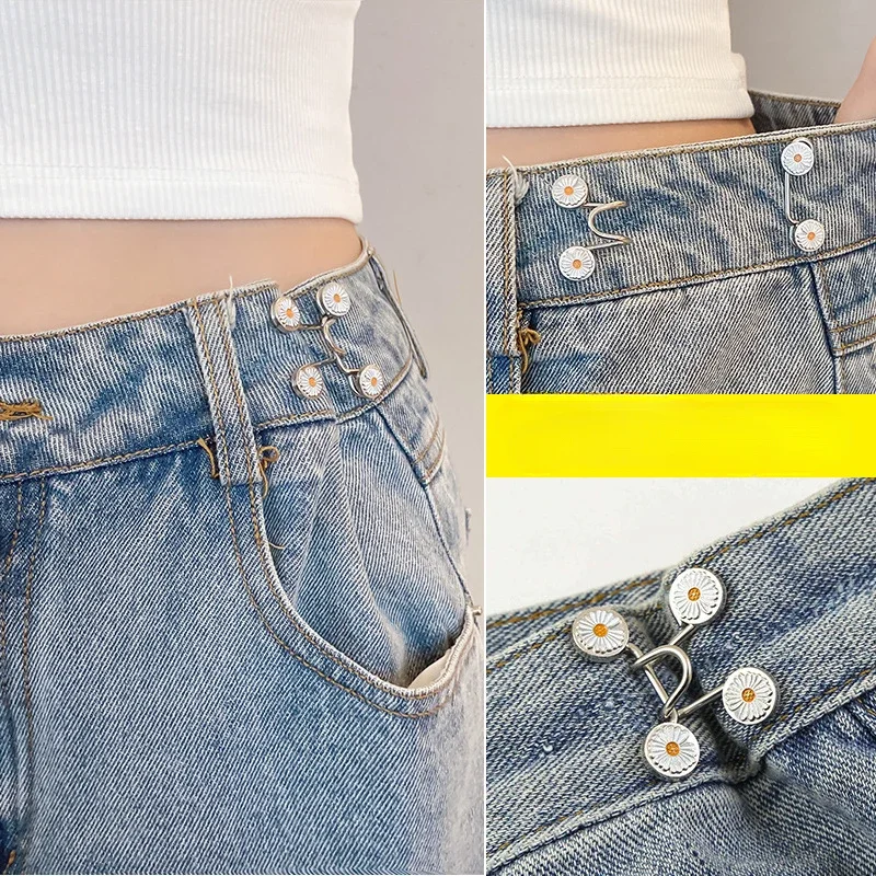 Women Skirt Pant Jeans Adjustable Waist Clip Metal Pins Clothing Accessories Sewing Brooch Set Tighten Waist Belt Buckle Western