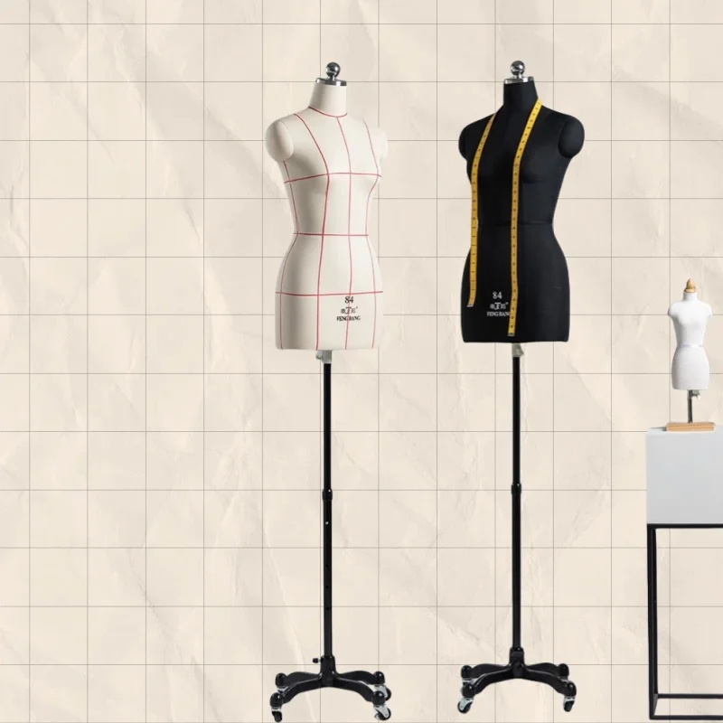 Sewing Female Tailor Model Mannequin Body For Clothes Design, Bust Dress Form Stand Metal Base Can Pin
