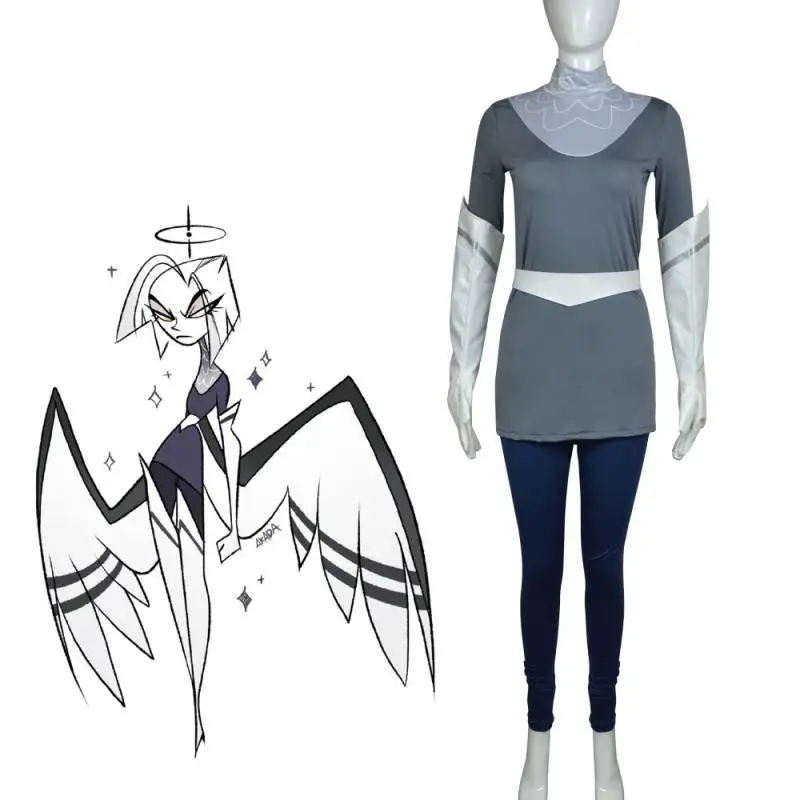 Anime Hasbin Lute Angel Lute Cosplay-Kostüm Hotel Fight Halloween Karneval Fancy Party Silberfarbenes Cosplay