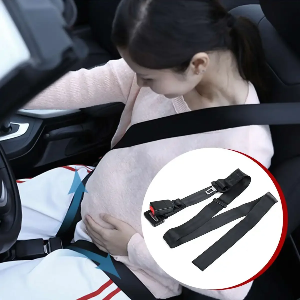 1pcs Car Pregnancy Seat Belt for Pregnant Woman Expectant Mother Car Safety Belt Adjuster Comfort Safe Protect Unborn Baby Black