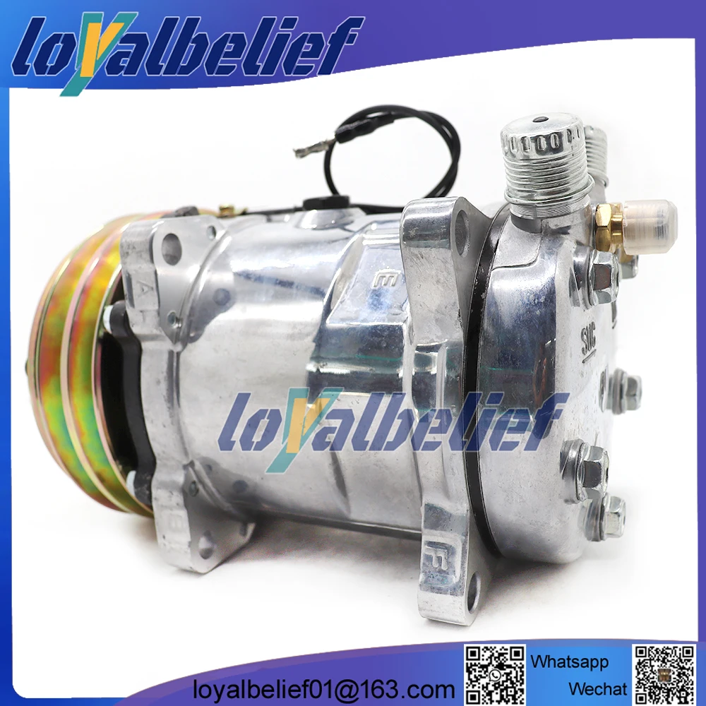 Air Conditioner Compressor Sanden 5H14 Sanden 508 SD508 Tractor Excavator Heavy Duty Truck 12V / 24V 2 Groove V Blet Pulley