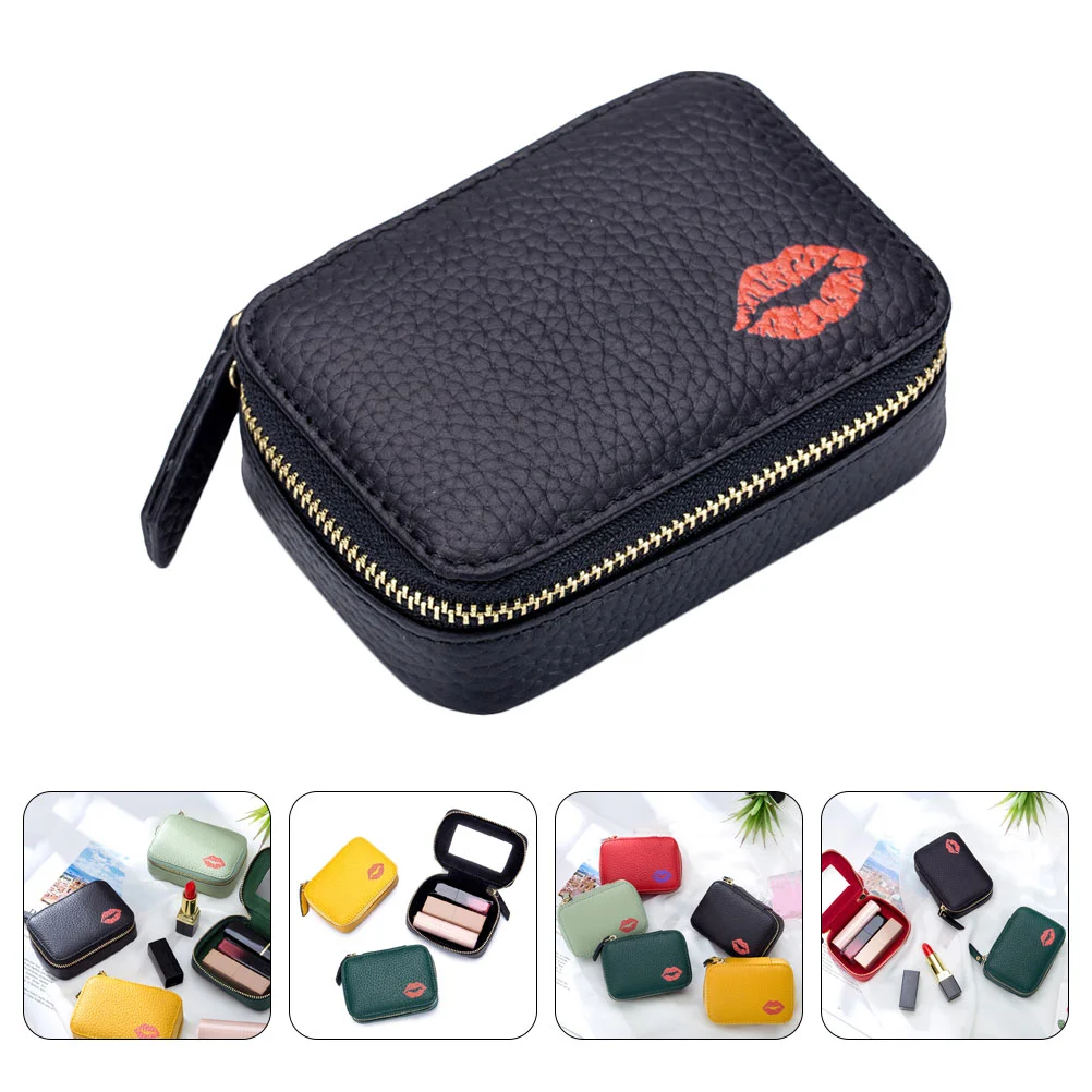 Bag Convenient Lipstick Holding Makeup Portable Mini Small with Mirror Pu Travel Outdoor Use Pouch Gloss Woman Handbag