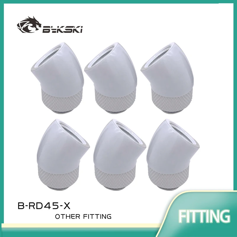 

Bykski 8/6/4 шт. G1/4 ''резьба 45 градусов поворотный фитинг адаптер вращающийся 45 градусов адаптеры водяного охлаждения белый серебристый B-RD45-X