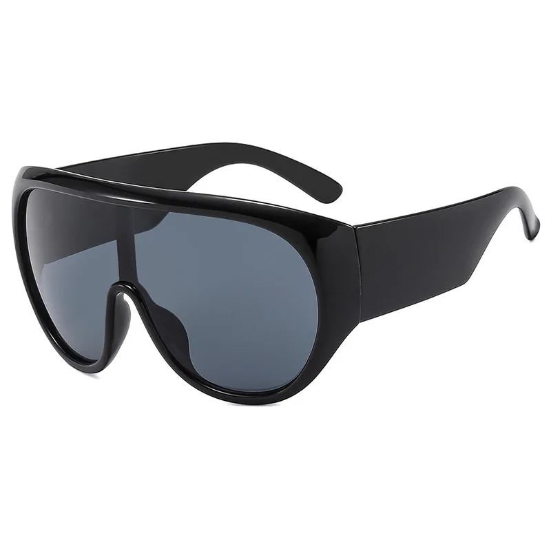 Luxury Brand Retro Big Frame Women Sunglasses Tea Color Square Pilot Shades UV400 Cool Men One Piece Sun Glasses image 3