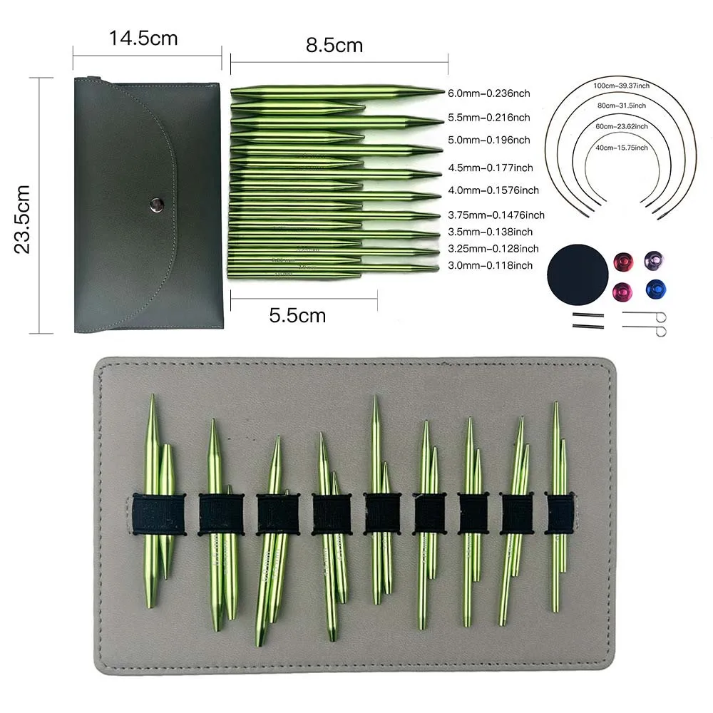 

Набор из 9 пар круговых спиц, короткие сменные съемные иглы из оксида алюминия 3,0-6,0 мм, инструмент для свитера с рукавами