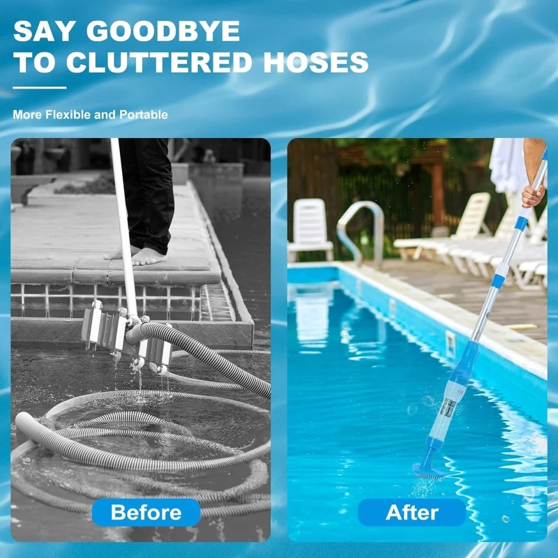 Strong Suction Pool Vacuum Cleaner For Spas Hot Tubs Sand Debris Swimming Pools Handheld Rechargeable Bristle Suction 3 Nozzles - view 5