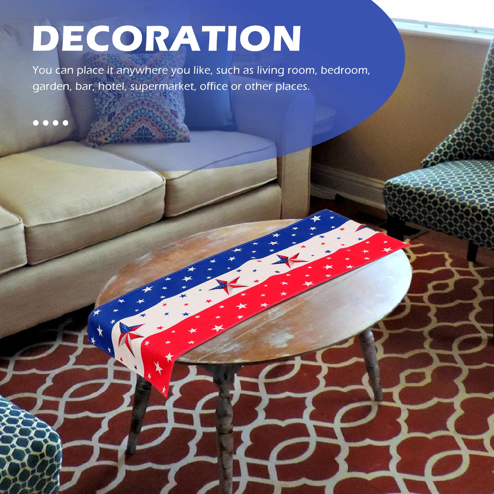 

American Flag Table Runner Party Supplies Independence Day Banner Reusable Decor Dining Room Table Cover