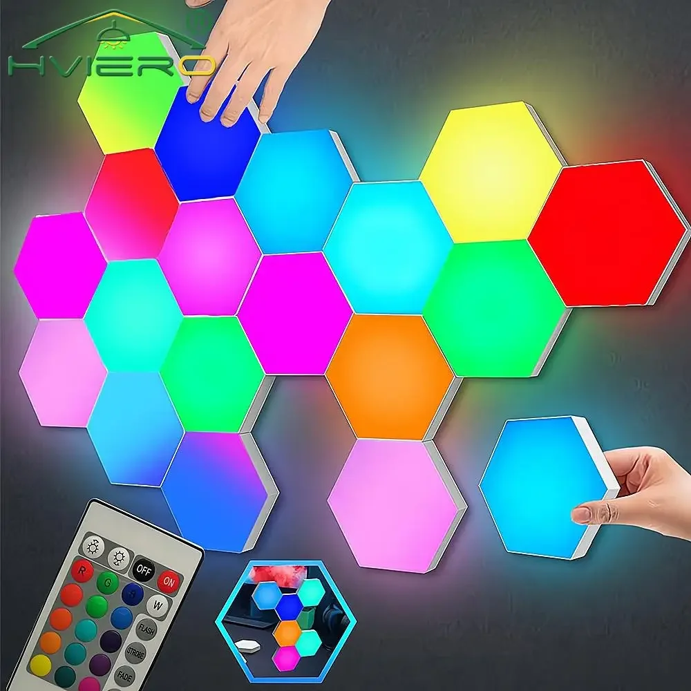 Quantum Hexagon Wall Lamp LED RGB Touch Sensor Honeycomb Light DC 5V Colorful Modular Control Night Decoration For Room Bedroom