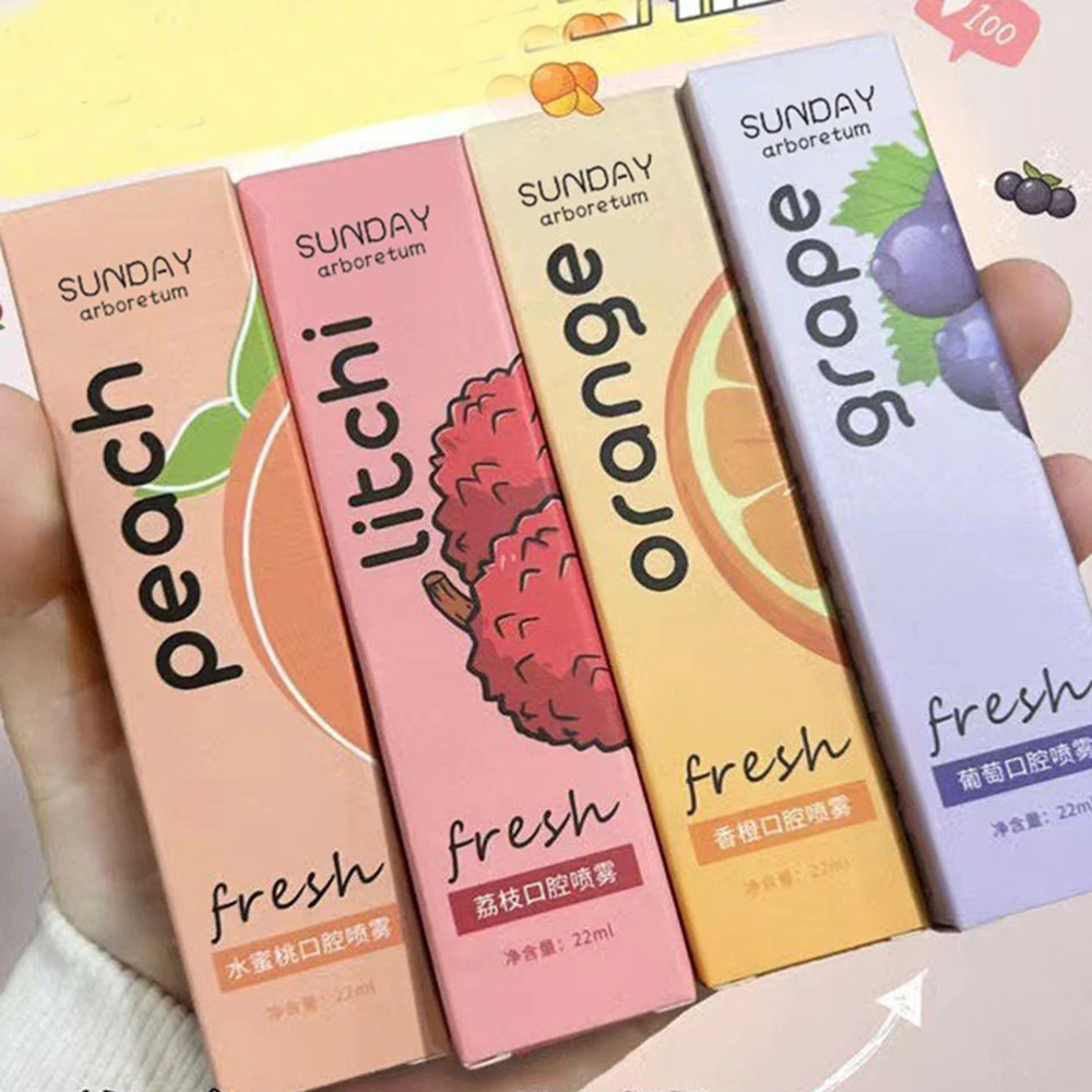 22ml Oral Fresh Spray Mouth Freshener Oral Odor Treatment Care Flavor Oral Litchi Fruit Remove Bad Breath Persistent Oral