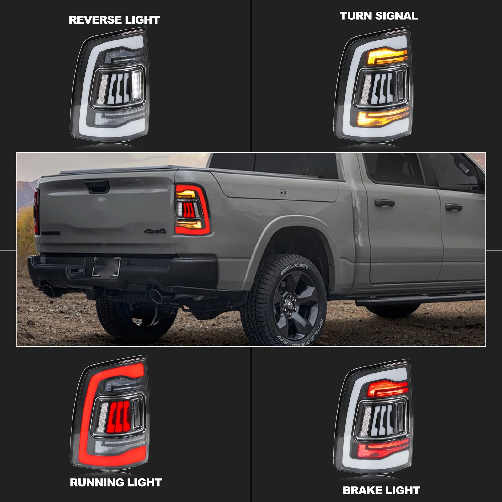 LED Tail Lights for Dodge Ram 1500 2500 3500 2008-2018 4th Gen Sequential Turn Signal Clear Rear Lamps Assembly