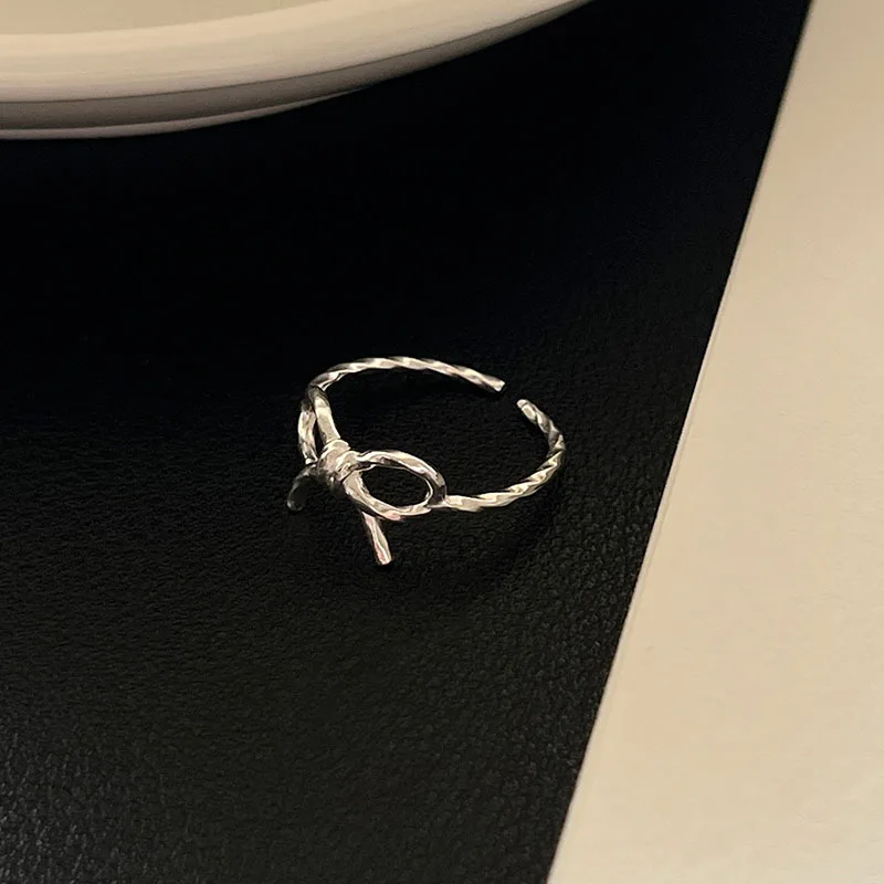 Tail ring irregular lines bowtie ring female opening adjustable lovely sweet simple ring cold wind