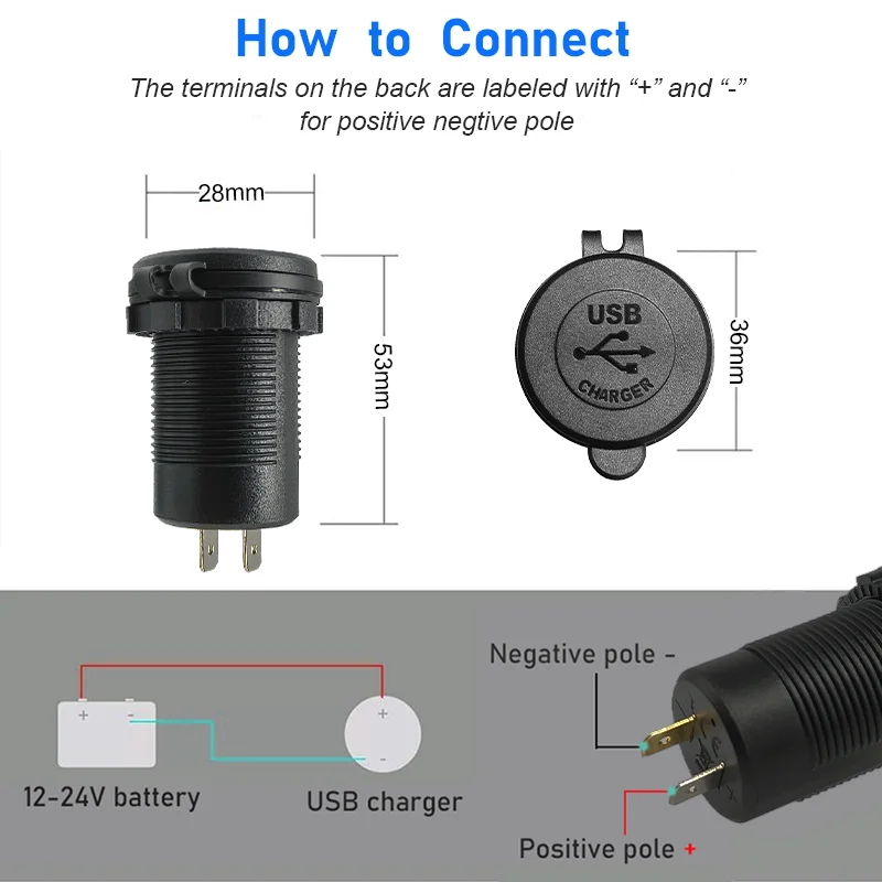 12V USB Outlet 58W Dual PD USB-C Port Quick Charge 3.0 USB Charger Socket Waterproof Power Outlet with Power Switch for Car Boat