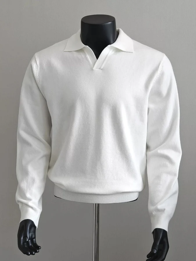 

Slim Fit Long Sve irt Knitted Wool Silk Cotton Sweatirt O-Ne European Sle Men's Faion Casual Wear