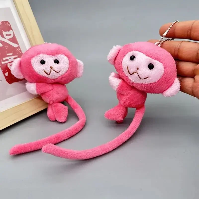 LLavero de muñeco de mono de cola larga, colgante DIY, Animal de dibujos animados, muñeco de peluche, llavero, mochila, colgante, accesorios de regalo para niños