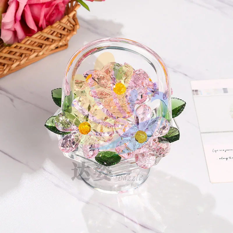 PYJ crystal blue high-value flower box bouquet pink girl heart ornament
