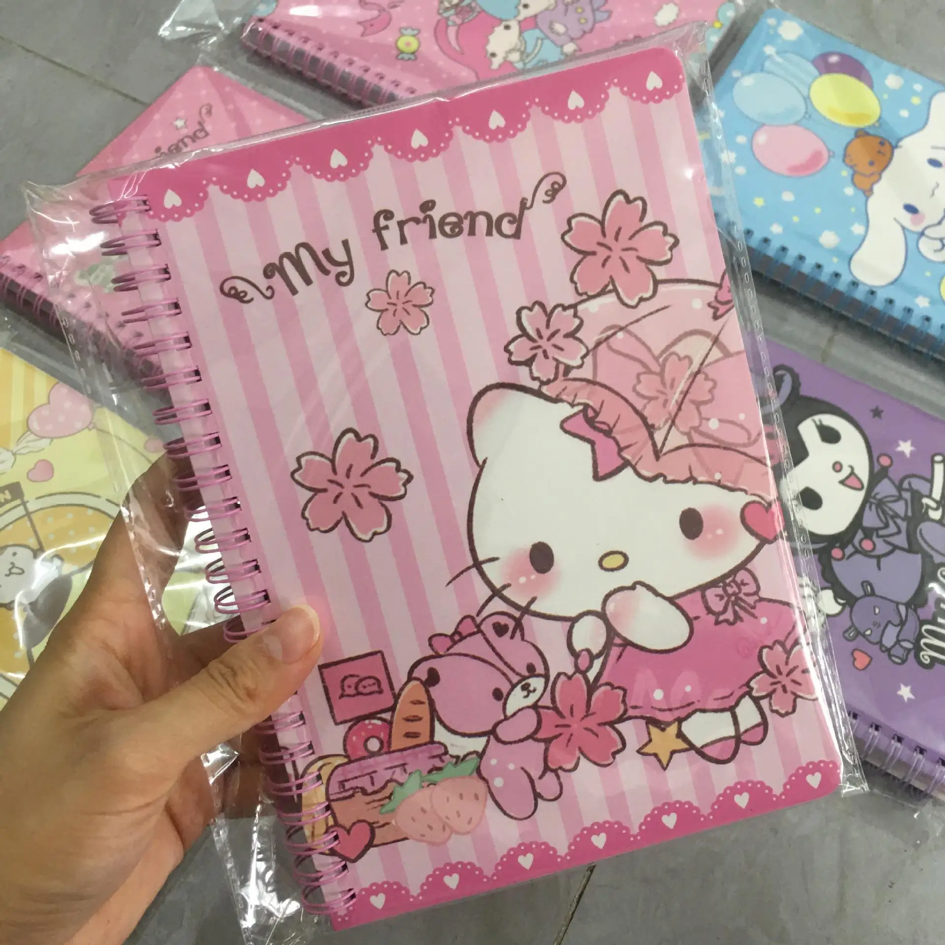 Sanrio Notepad Hellokitty My Melody Cinnamoroll Kuromi Cute Cartoon Sketchbook Diary for Drawing Notebook Office School Supplies