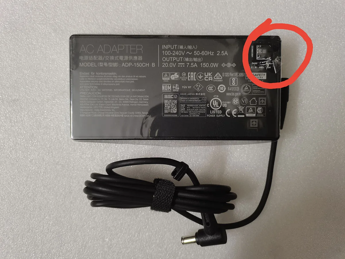 OEM Slim 20V 7.5A 150W ADP-150CH B 6.0mm*3.7mm AC Adapter For Asus TUF FA706II-AU025T Gaming Laptop Genuine Puryuan Charger