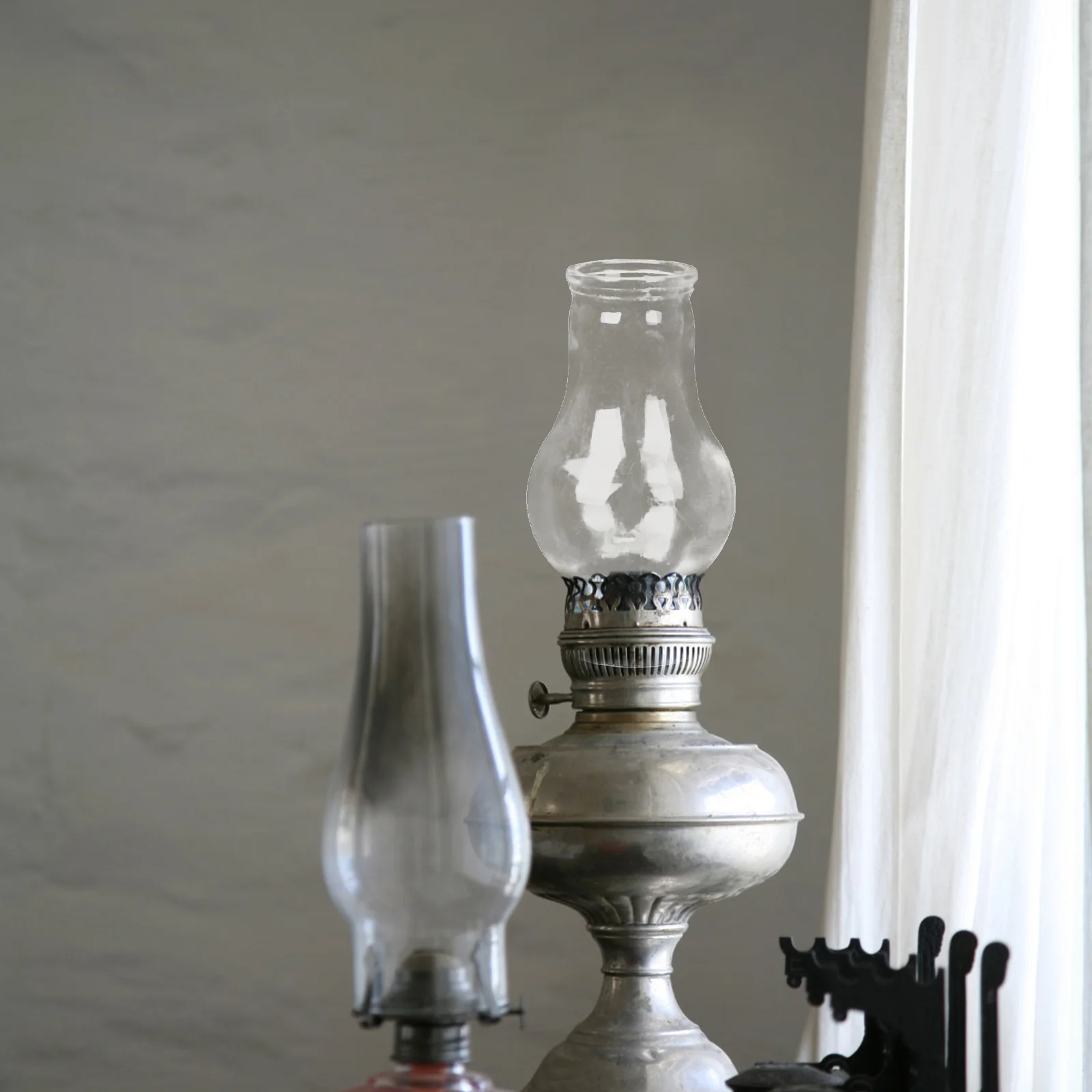 

Clear Glass Oil Lamp Chimney Thickened Windproof Cover Replacement for Lamp Accessories Lamps Shades