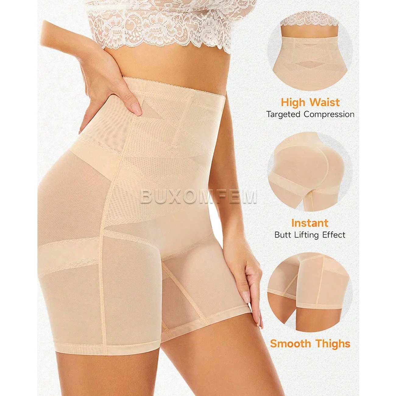 

Женские сжатые трусики с высокой талией среднего размера, невидимые тренажеры для бедер и талии с эффектом пуш-ап, бесшовные облегающие шорты