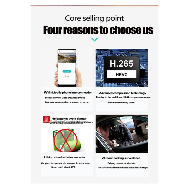 PHILE-Q6 1296P HD Mini DVR Dash Cam Smart Wifi Connection Car Driver Android Car Video Recorder Dashcam 24H Parking Monitor