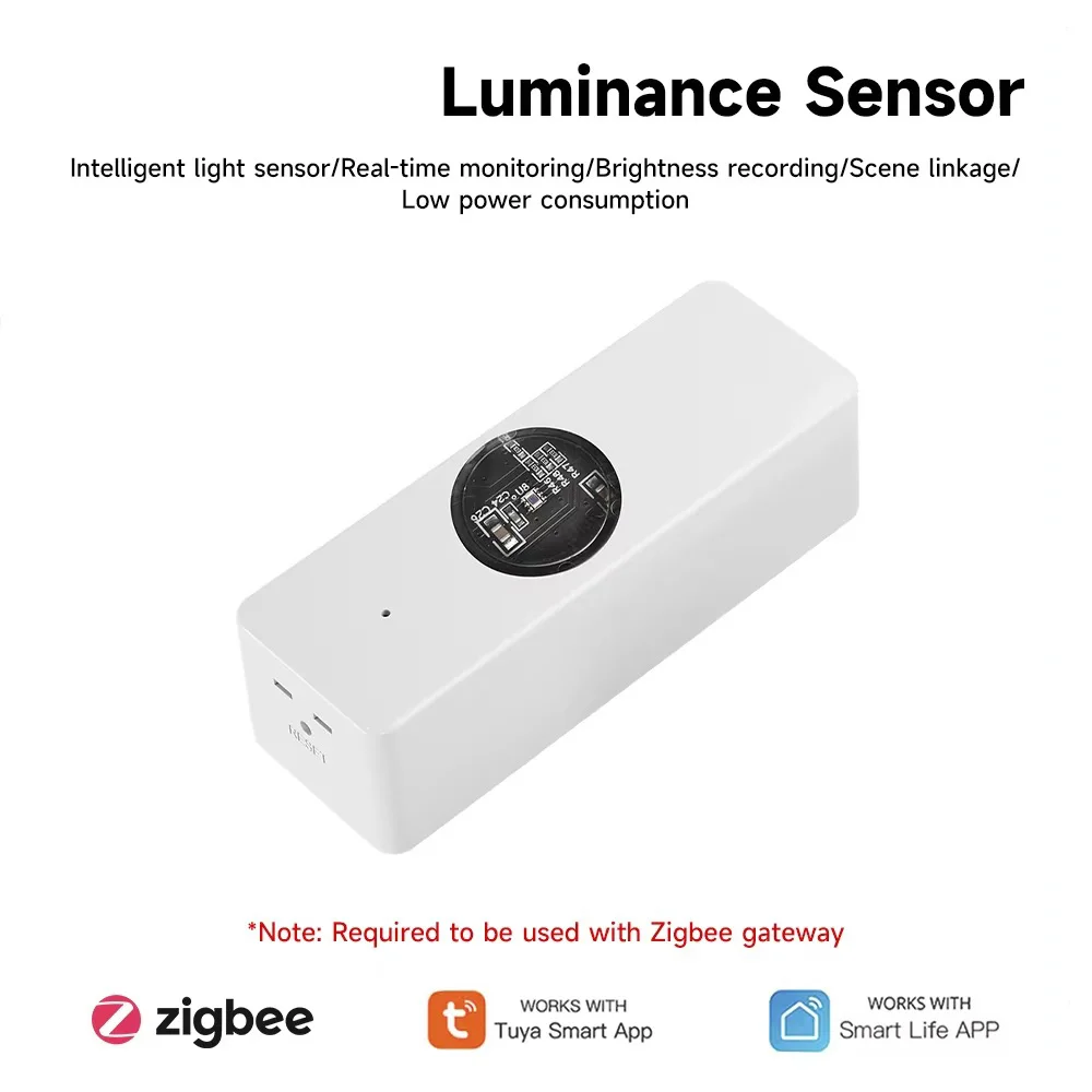 Tuya Zigbee Smart Lighting Sensor Intelligent Home Automation Brightness Detector Home Illumination Sensor Works with Smart Life