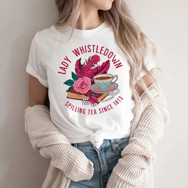 Teacup Lady Whistledown Shirt Women Graphic Harajuku T-shirt Unisex Fashion Manga Y2k Tshirt kawaii Vintage Tops Female
