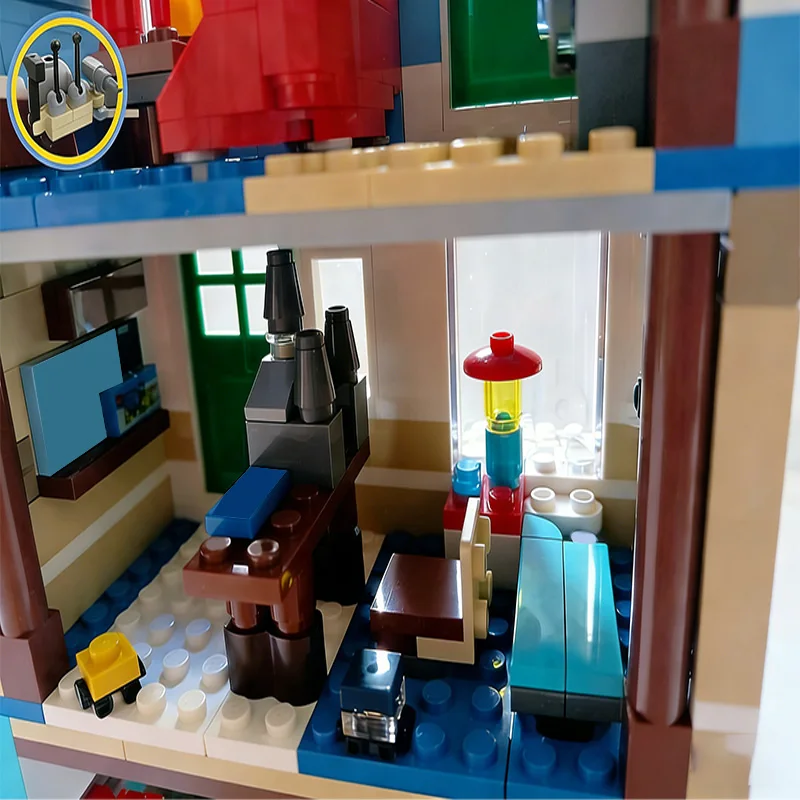 856 PCS 모듈식 건물 아파트 타워(전자제품 매장 포함) MOC 맞춤형 모듈식 빌딩 블록 DIY 소년용 휴일 장난감 선물